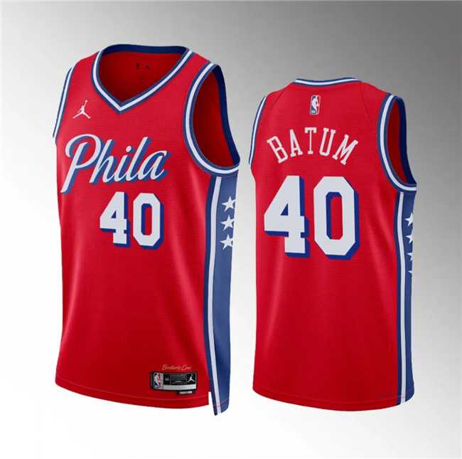 Mens Philadelphia 76ers #40 Nicolas Batum Red Statement Edition Stitched Jersey Dzhi